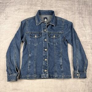 Vtg Gap Jacket Womens Small Blue Denim Trucker Medium‎ Wash Biker Teacher